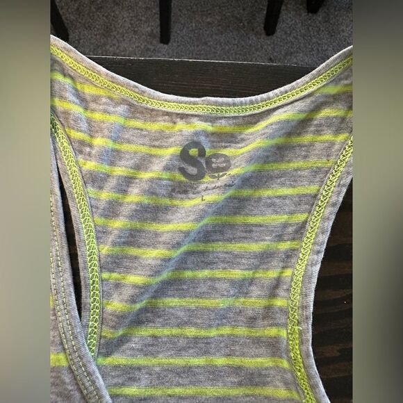 SO Loose Fit Racerback Tank Green Yellow Gray Stripe (250) - Picture 2 of 4